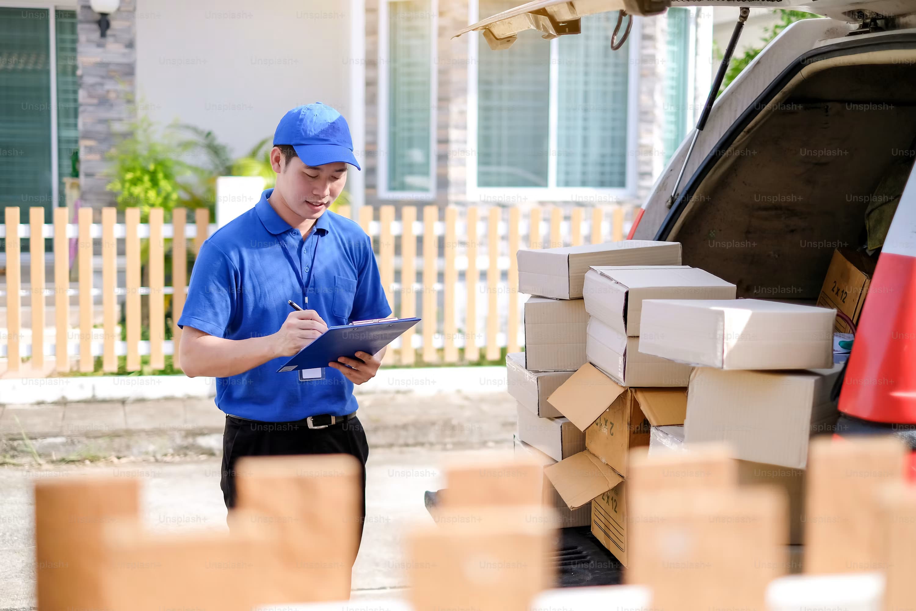 A rider preparing an order for delivery